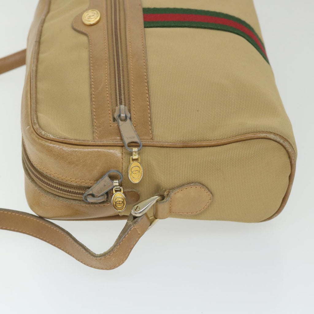 GUCCI Web Sherry Line Shoulder Bag Canvas Beige Red Green 010 378 ep2457