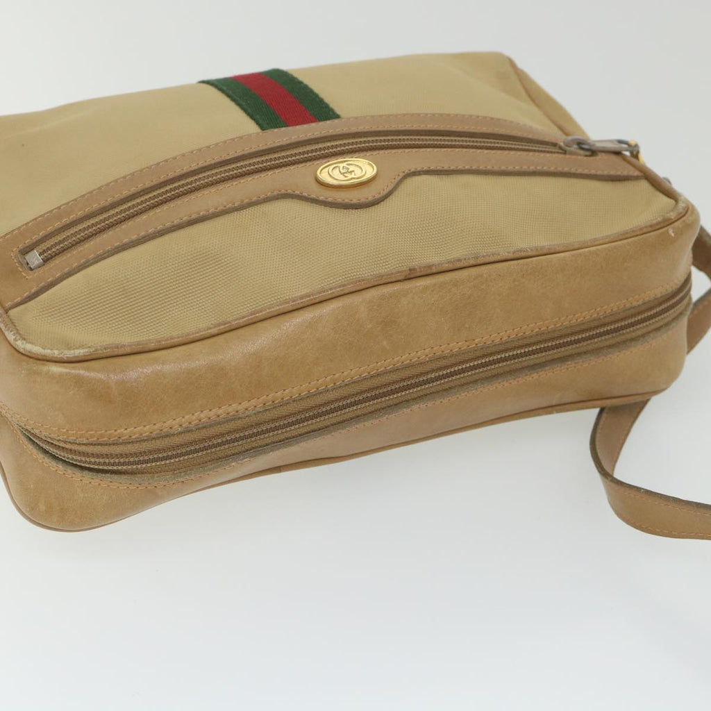GUCCI Web Sherry Line Shoulder Bag Canvas Beige Red Green 010 378 ep2457