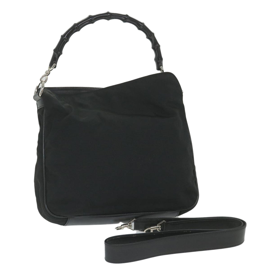 GUCCI Bamboo Shoulder Bag Canvas 2way Black 0011638 ep2478