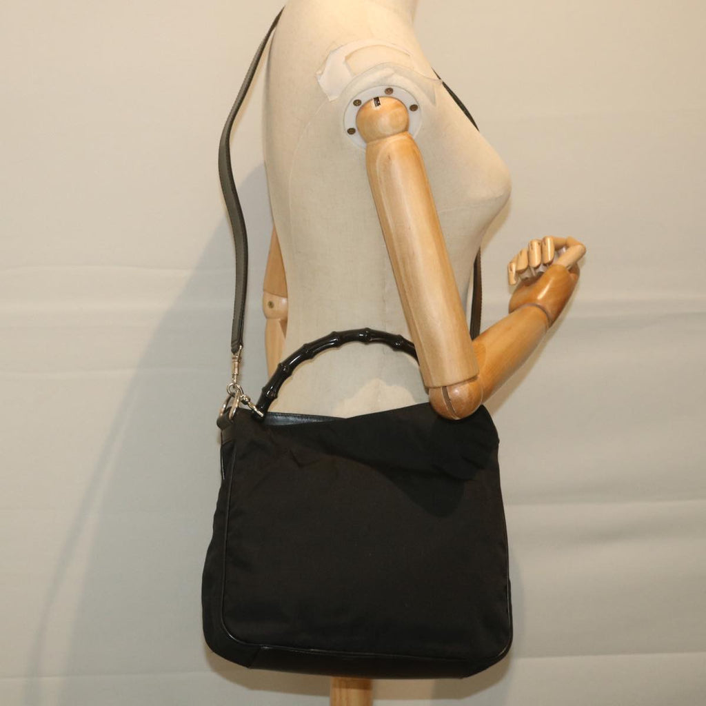 GUCCI Bamboo Shoulder Bag Canvas 2way Black 0011638 ep2478