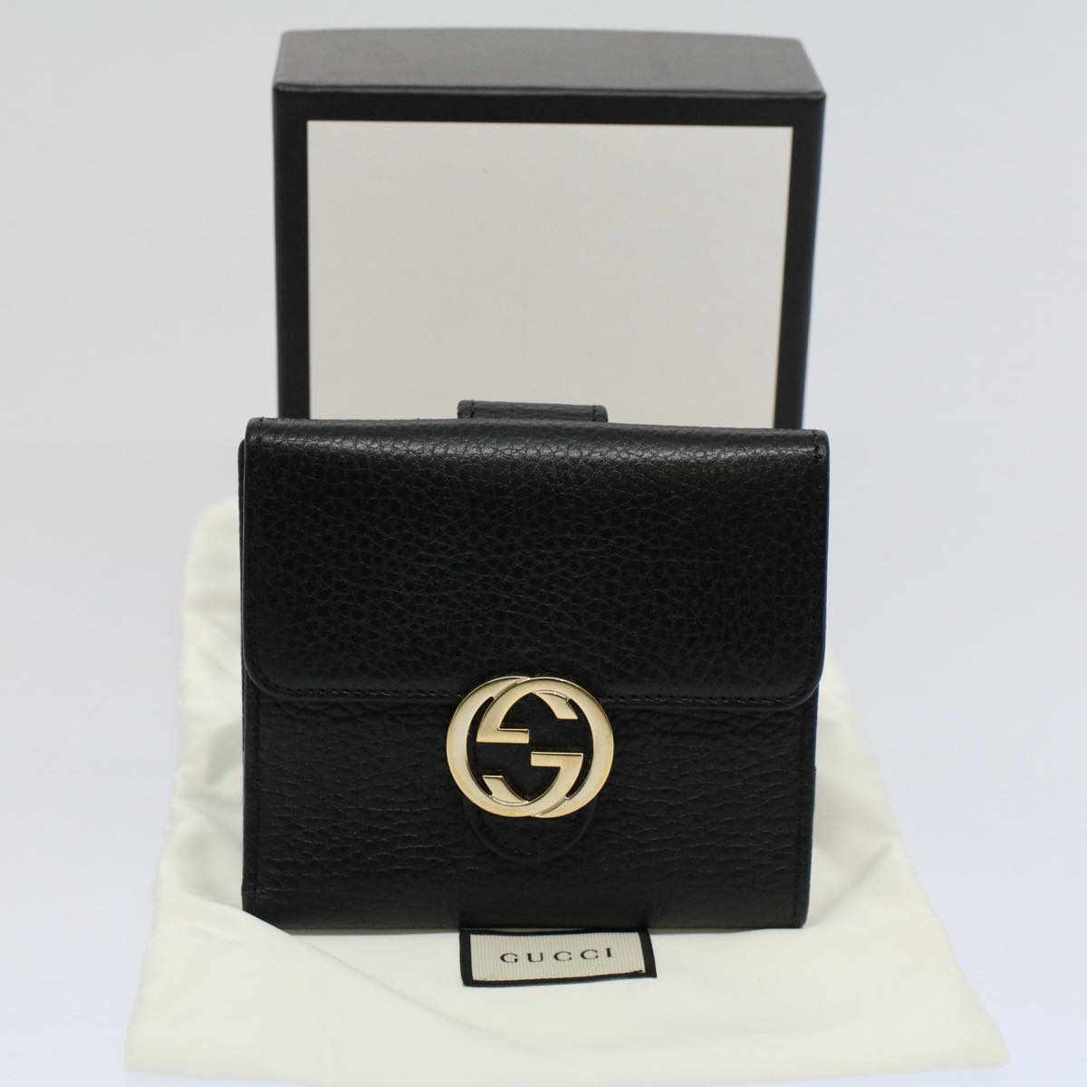 GUCCI Wallet Leather Black 615525 ep2480