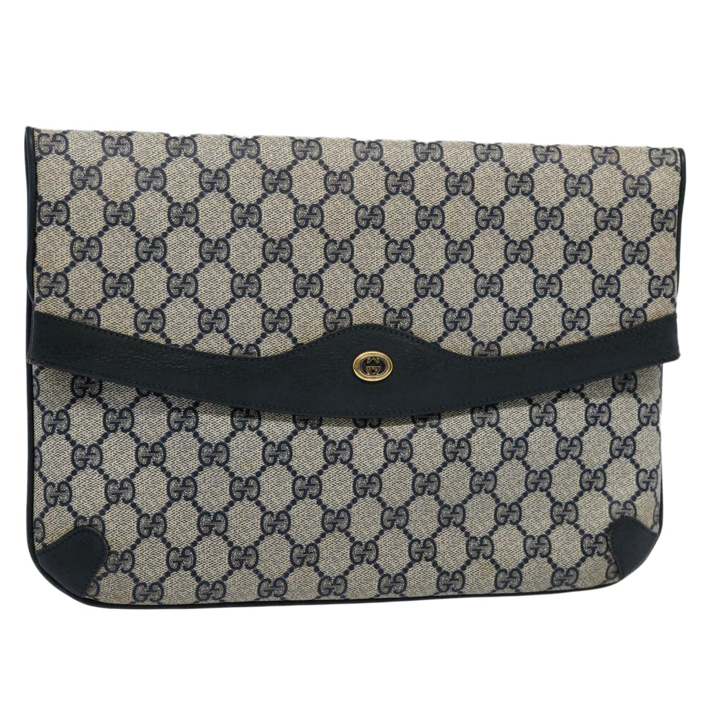 GUCCI GG Supreme Clutch Bag PVC Leather Navy 89 02 075 ep2500