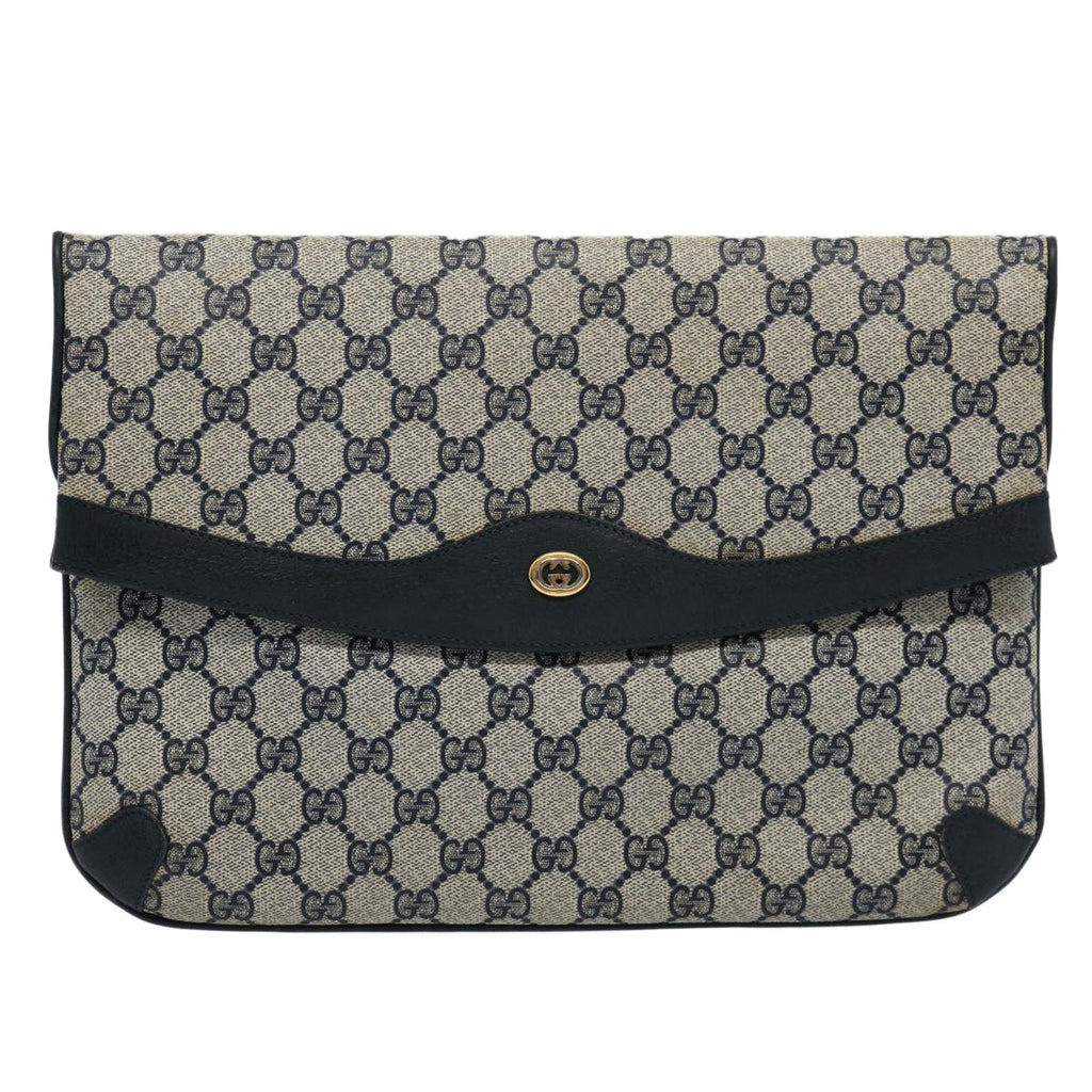 GUCCI GG Supreme Clutch Bag PVC Leather Navy 89 02 075 ep2500