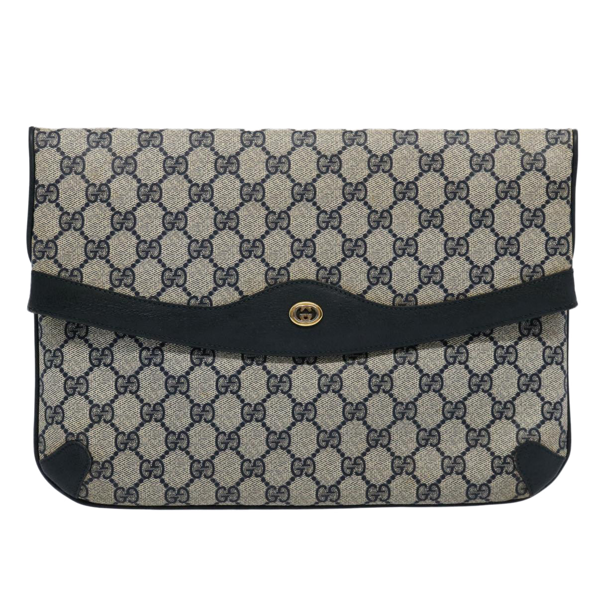 GUCCI GG Supreme Clutch Bag PVC Leather Navy 89 02 075 ep2500