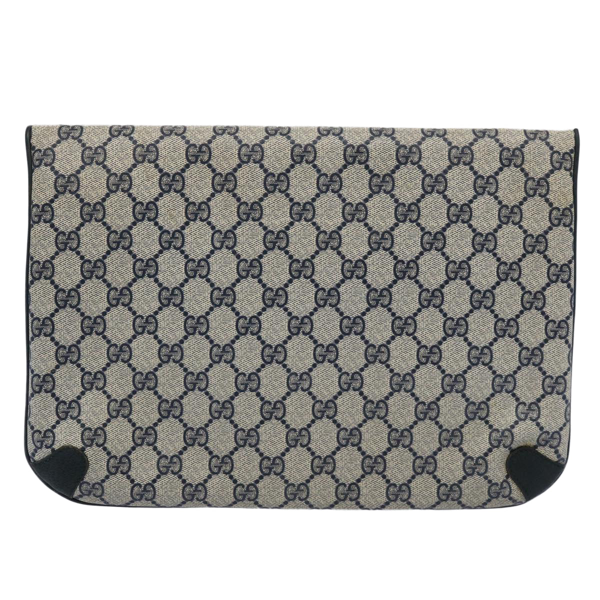 GUCCI GG Supreme Clutch Bag PVC Leather Navy 89 02 075 ep2500