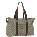 GUCCI GG Plus Supreme Web Sherry Line Tote Bag Beige Red Green ep2516