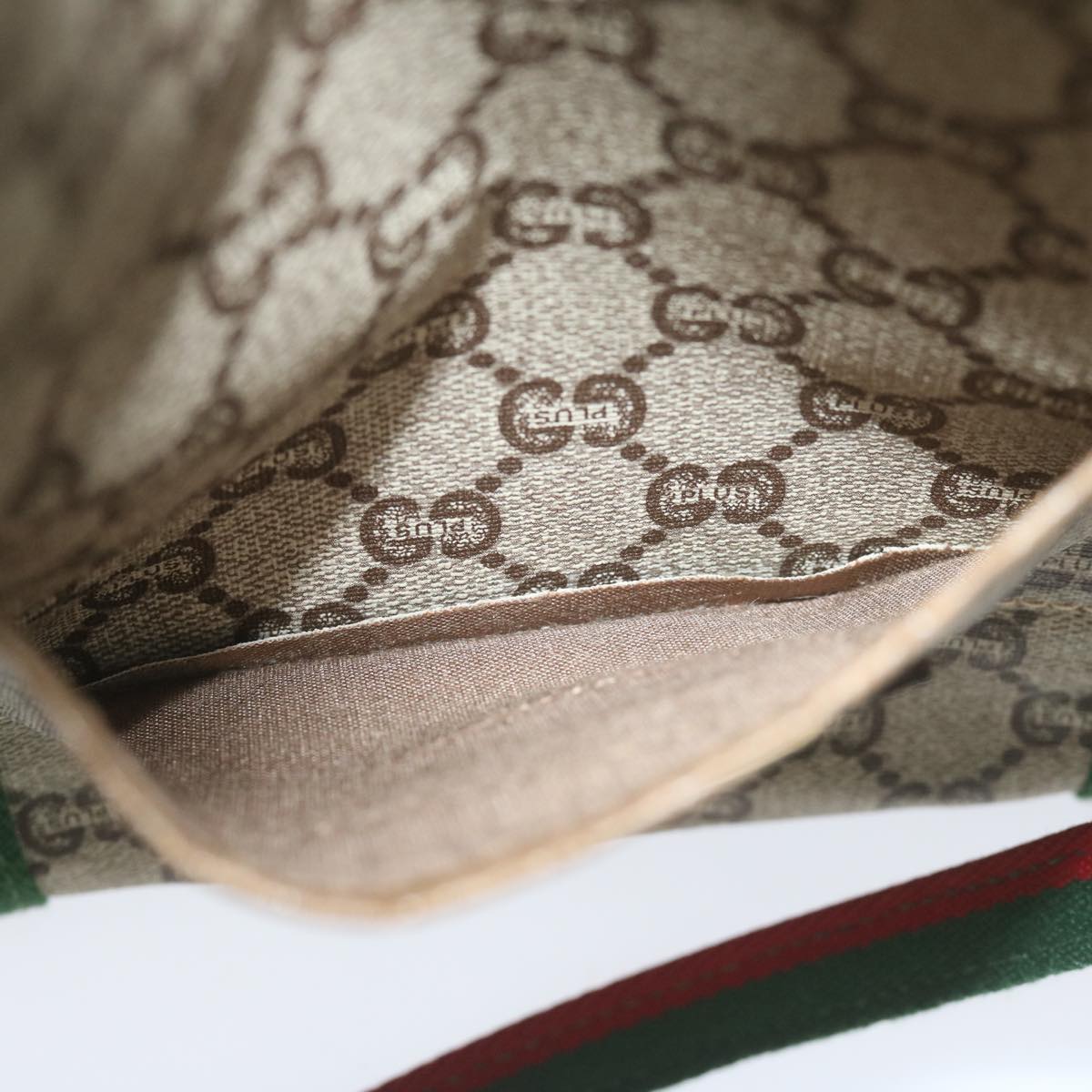 GUCCI GG Plus Supreme Web Sherry Line Tote Bag Beige Red Green ep2516