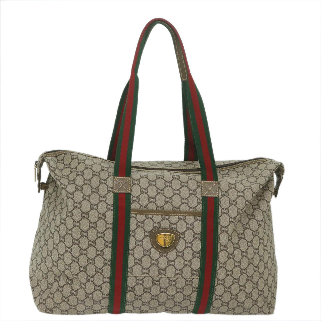 GUCCI GG Plus Supreme Web Sherry Line Tote Bag Beige Red Green ep2516