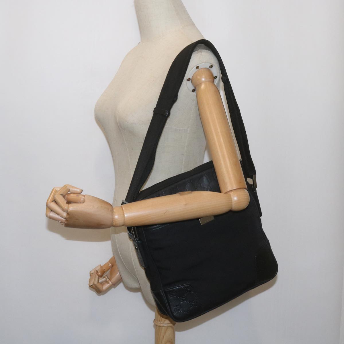GUCCI Shoulder Bag Nylon Leather Black 162783 ep2588