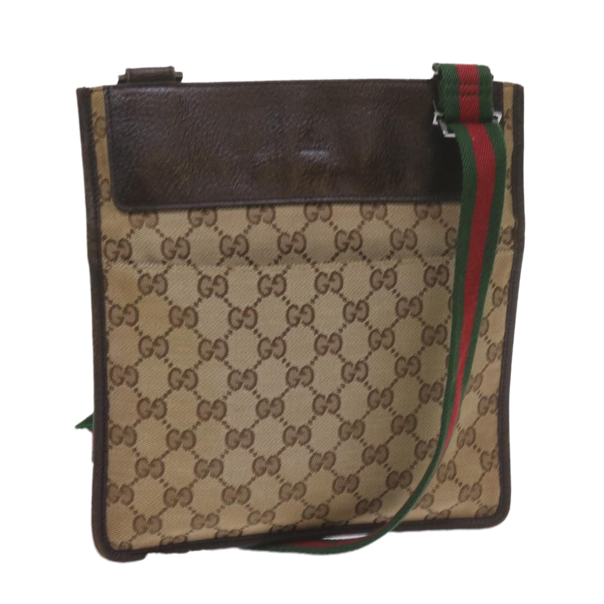 GUCCI GG Canvas Web Sherry Line Shoulder Bag Beige Red Green 27639 ep2613