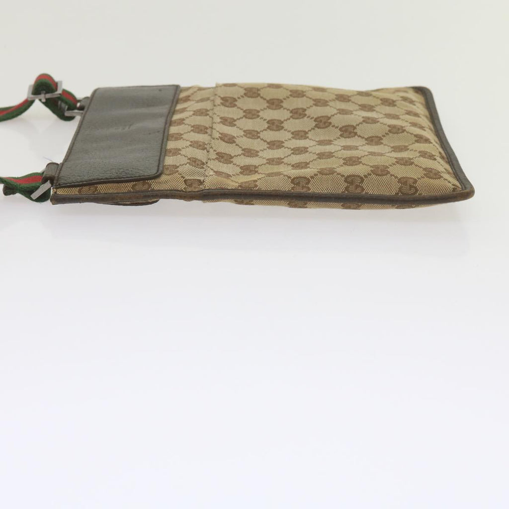 GUCCI GG Canvas Web Sherry Line Shoulder Bag Beige Red Green 27639 ep2613