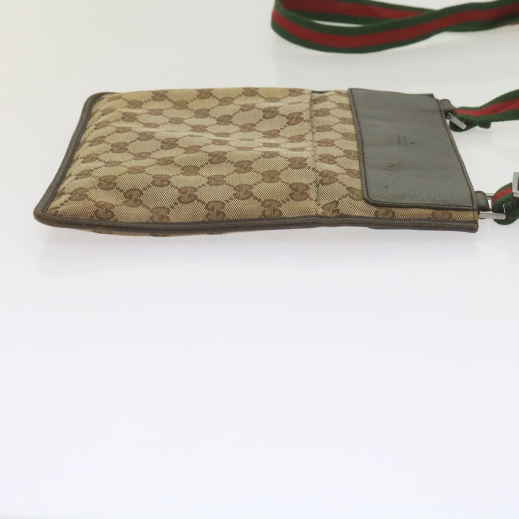 GUCCI GG Canvas Web Sherry Line Shoulder Bag Beige Red Green 27639 ep2613