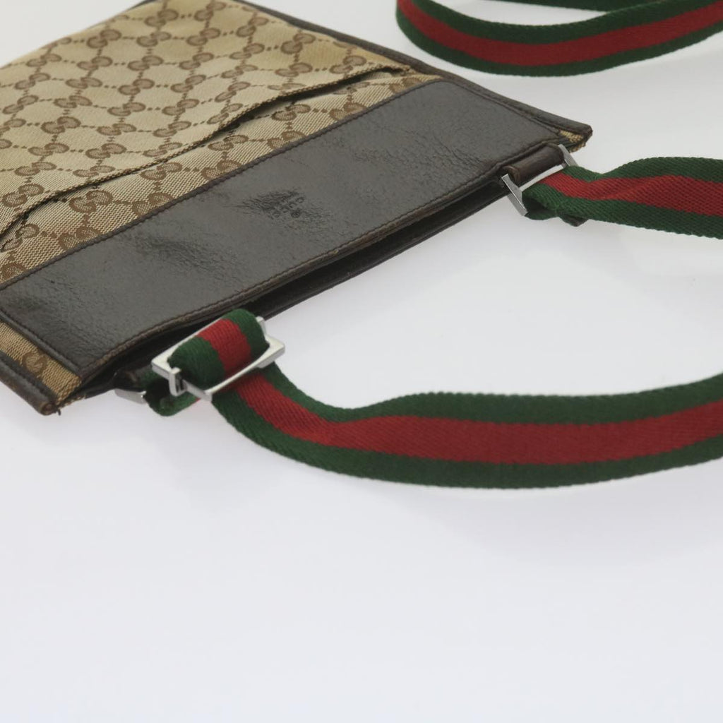 GUCCI GG Canvas Web Sherry Line Shoulder Bag Beige Red Green 27639 ep2613