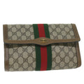GUCCI GG Supreme Web Sherry Line Clutch Bag Beige Red 41 014 3087 25 ep2616