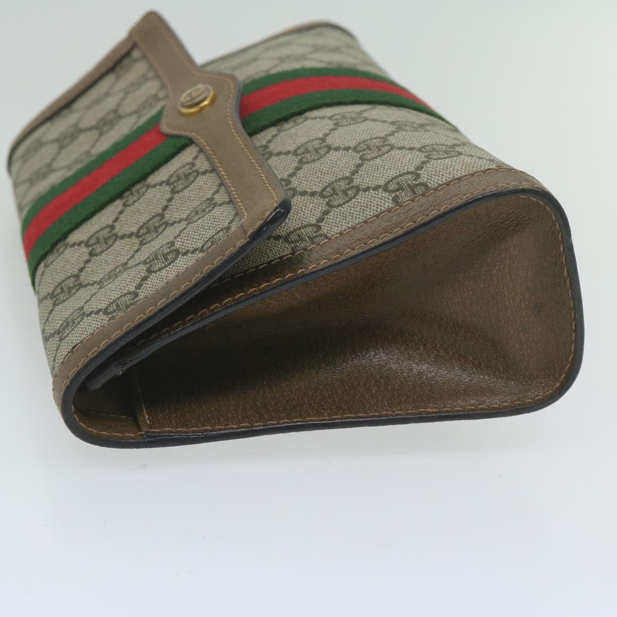GUCCI GG Supreme Web Sherry Line Clutch Bag Beige Red 41 014 3087 25 ep2616