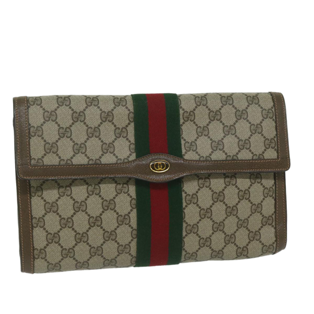 GUCCI GG Supreme Web Sherry Line Clutch Bag Beige Red 89 01 007 ep2727