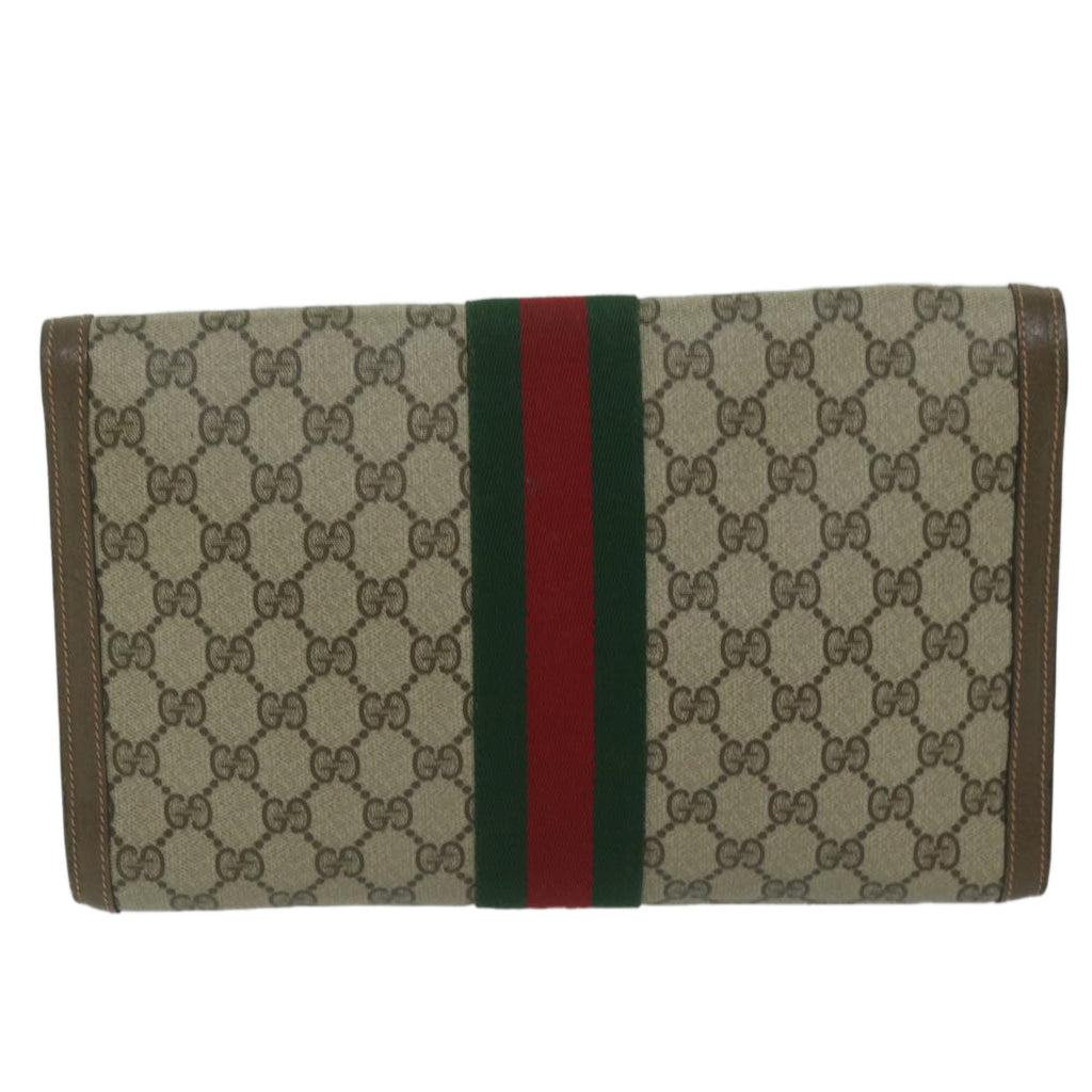 GUCCI GG Supreme Web Sherry Line Clutch Bag Beige Red 89 01 007 ep2727