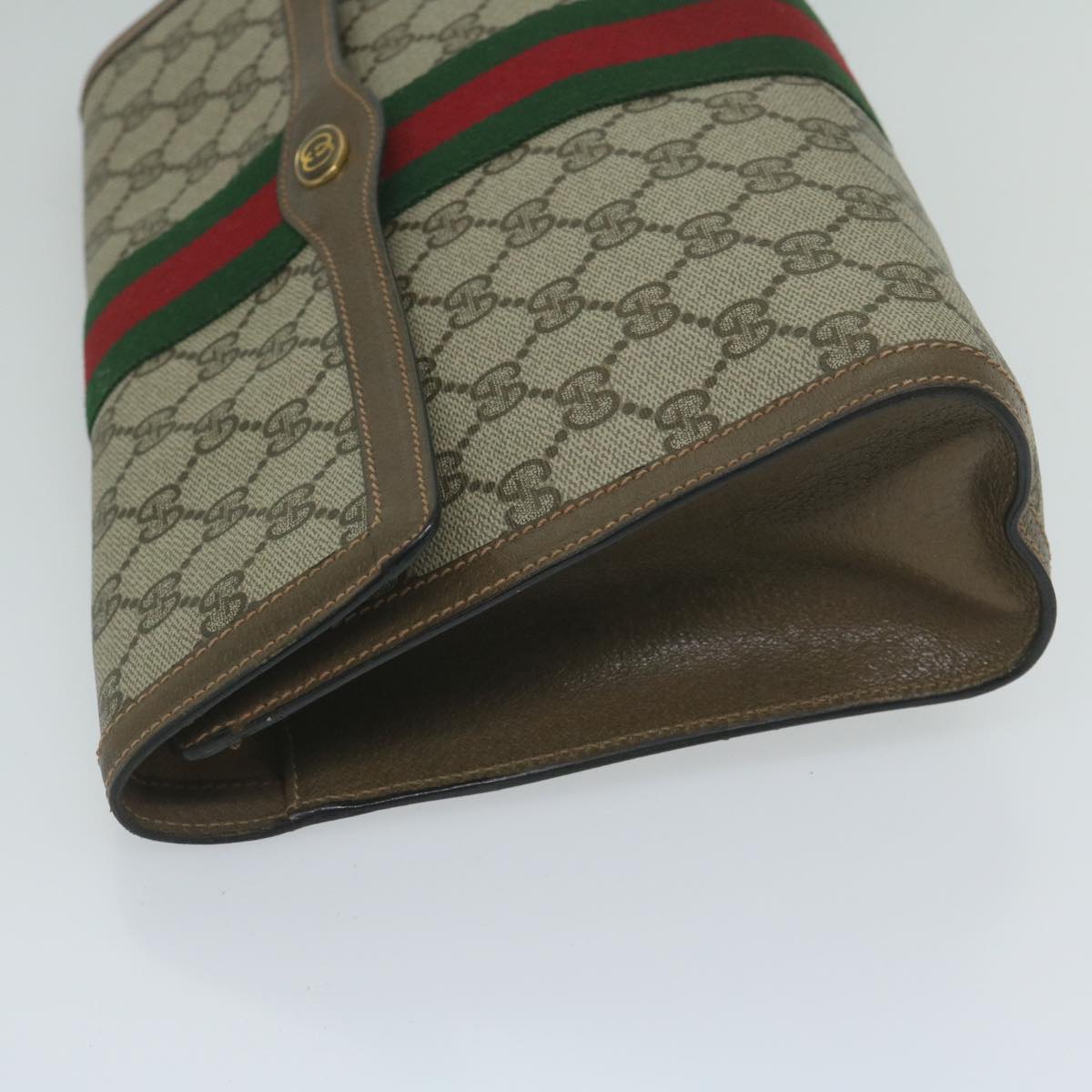 GUCCI GG Supreme Web Sherry Line Clutch Bag Beige Red 89 01 007 ep2727