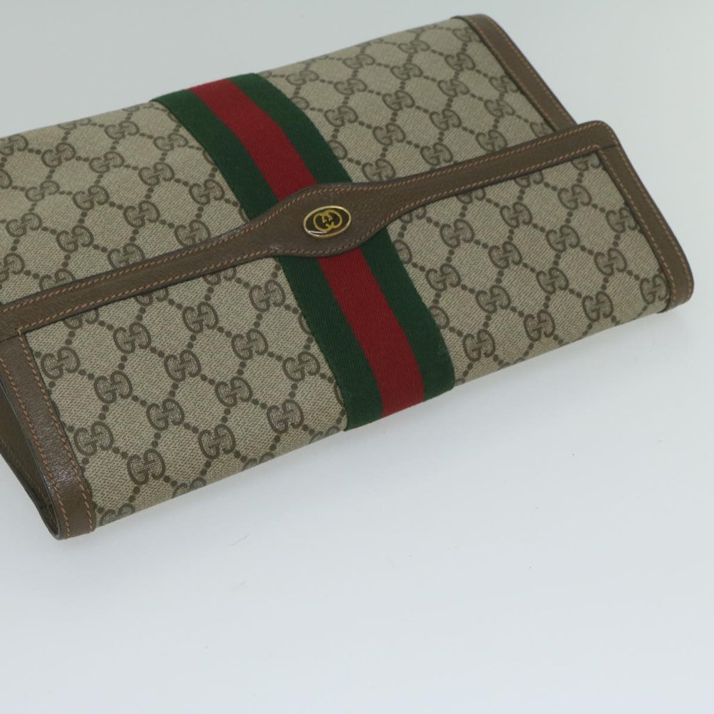 GUCCI GG Supreme Web Sherry Line Clutch Bag Beige Red 89 01 007 ep2727