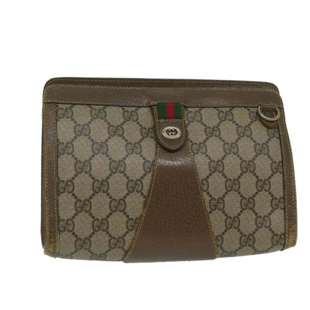 GUCCI GG Supreme Web Sherry Line Clutch Bag Red Beige 89 01 032 ep2737
