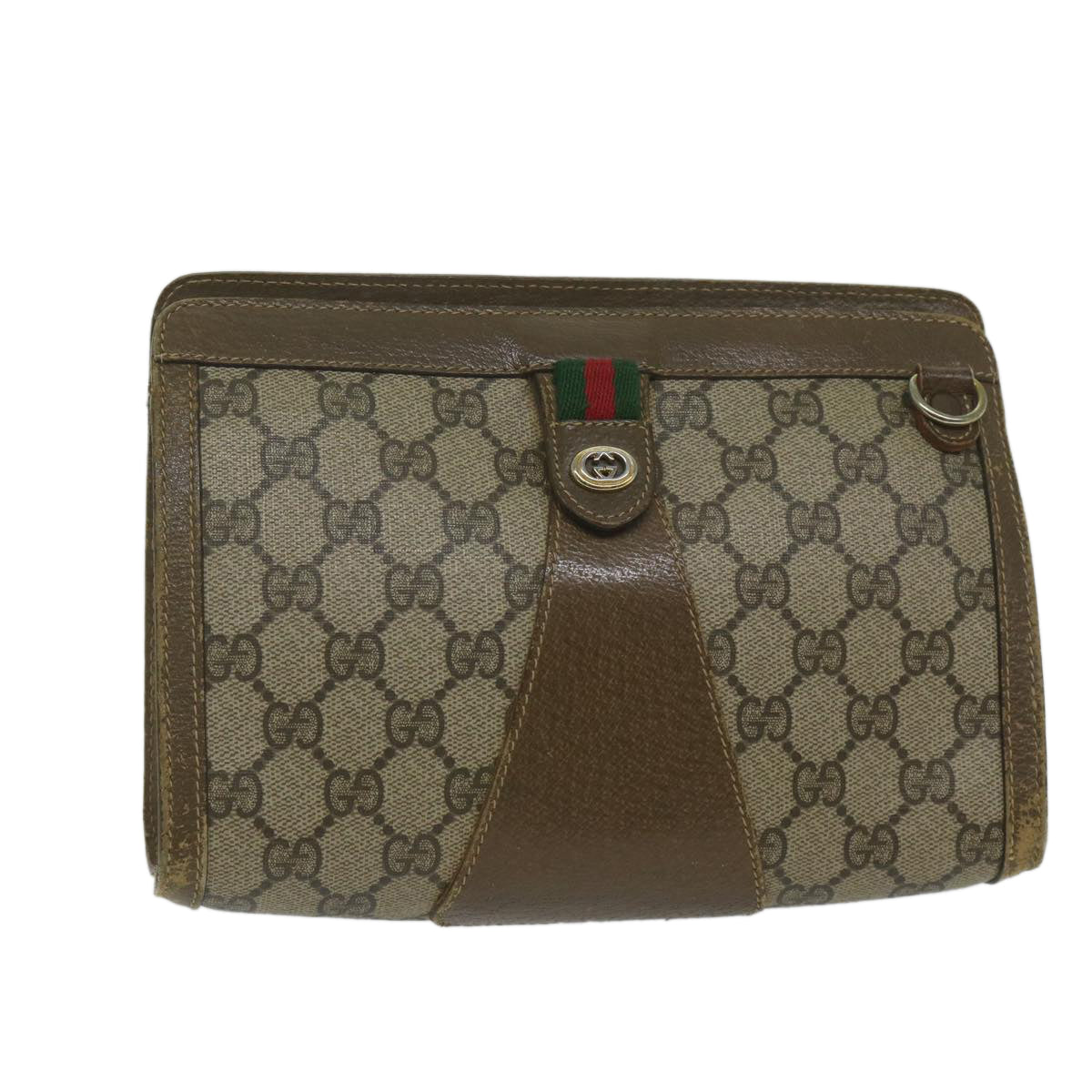 GUCCI GG Supreme Web Sherry Line Clutch Bag Red Beige 89 01 032 ep2737