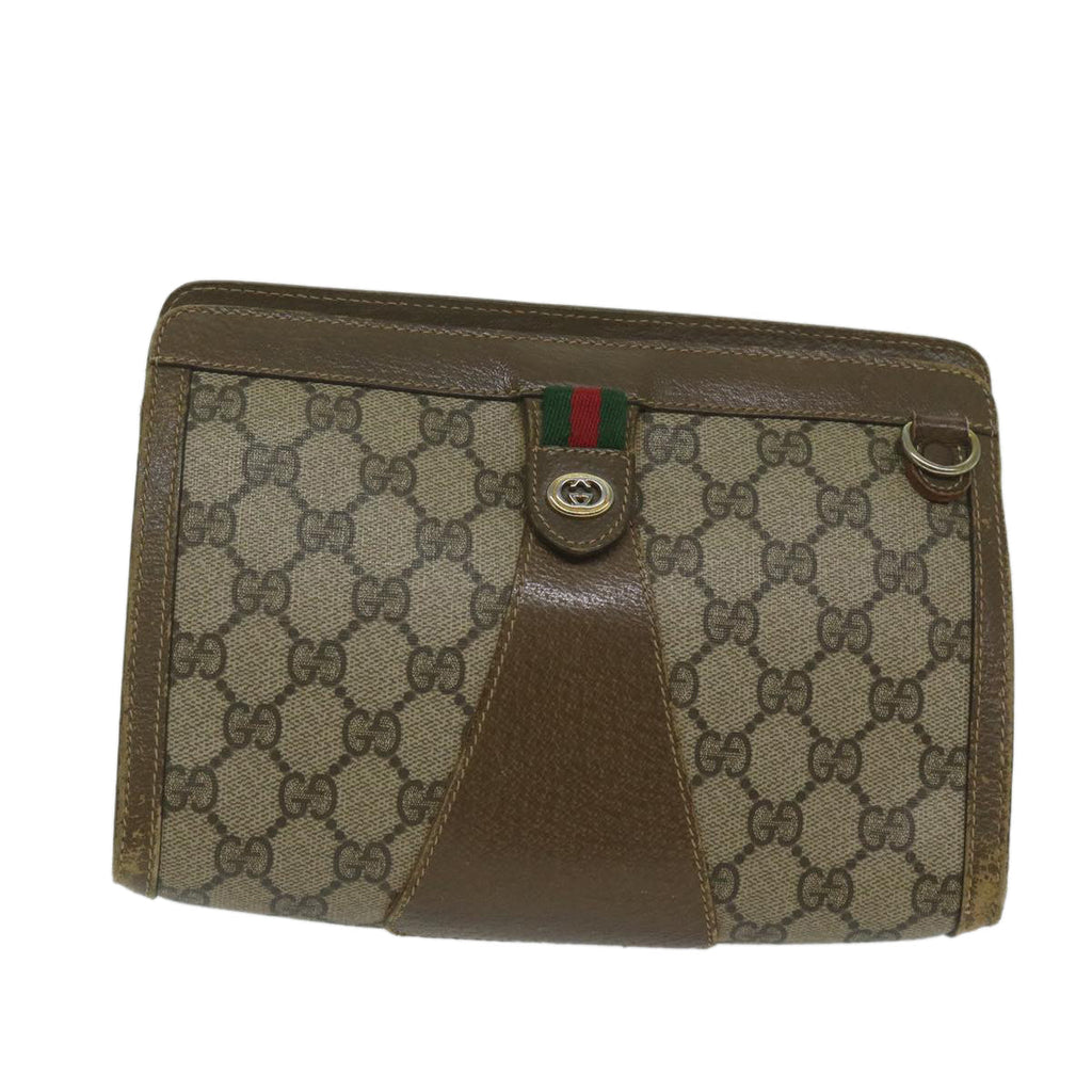 GUCCI GG Supreme Web Sherry Line Clutch Bag Red Beige 89 01 032 ep2737