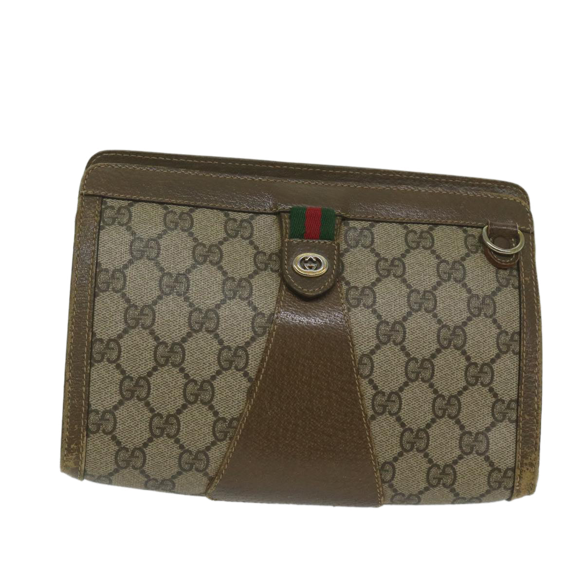 GUCCI GG Supreme Web Sherry Line Clutch Bag Red Beige 89 01 032 ep2737