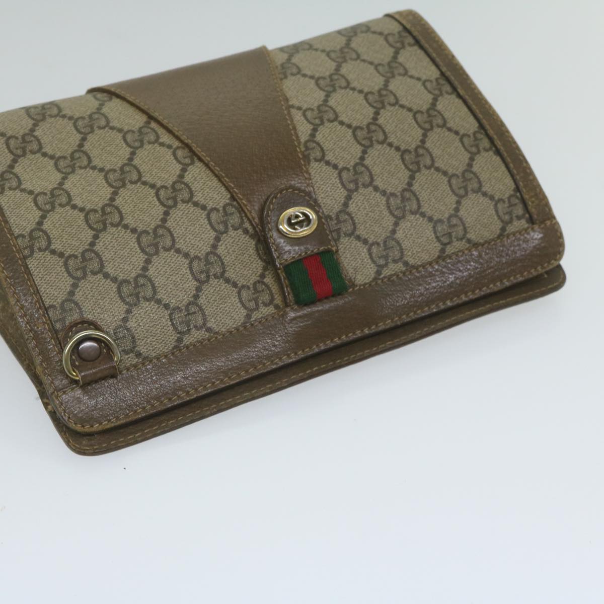 GUCCI GG Supreme Web Sherry Line Clutch Bag Red Beige 89 01 032 ep2737