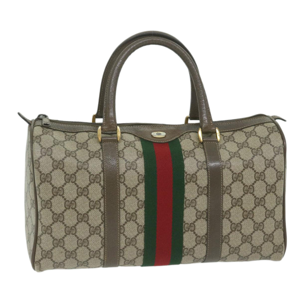 GUCCI GG Supreme Web Sherry Line Boston Bag Beige Red 69 02 007 ep2784