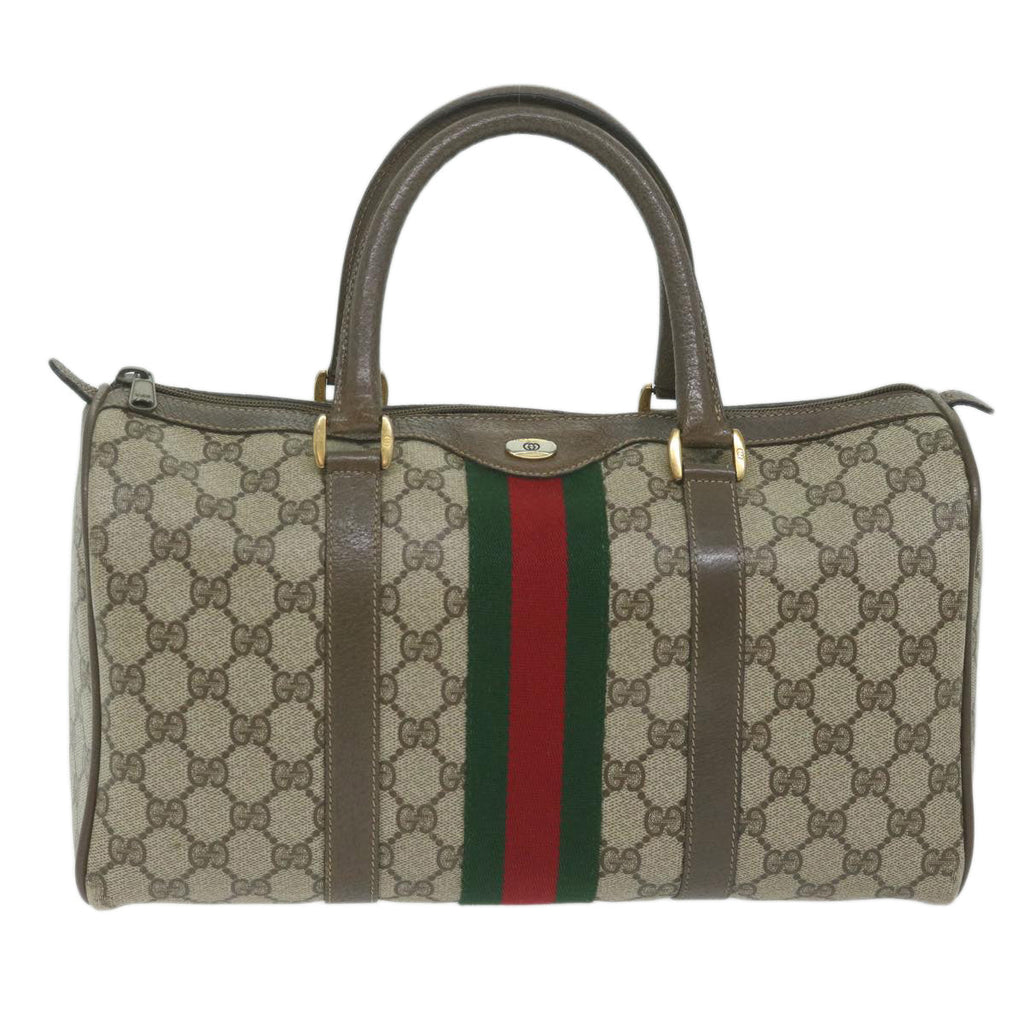 GUCCI GG Supreme Web Sherry Line Boston Bag Beige Red 69 02 007 ep2784
