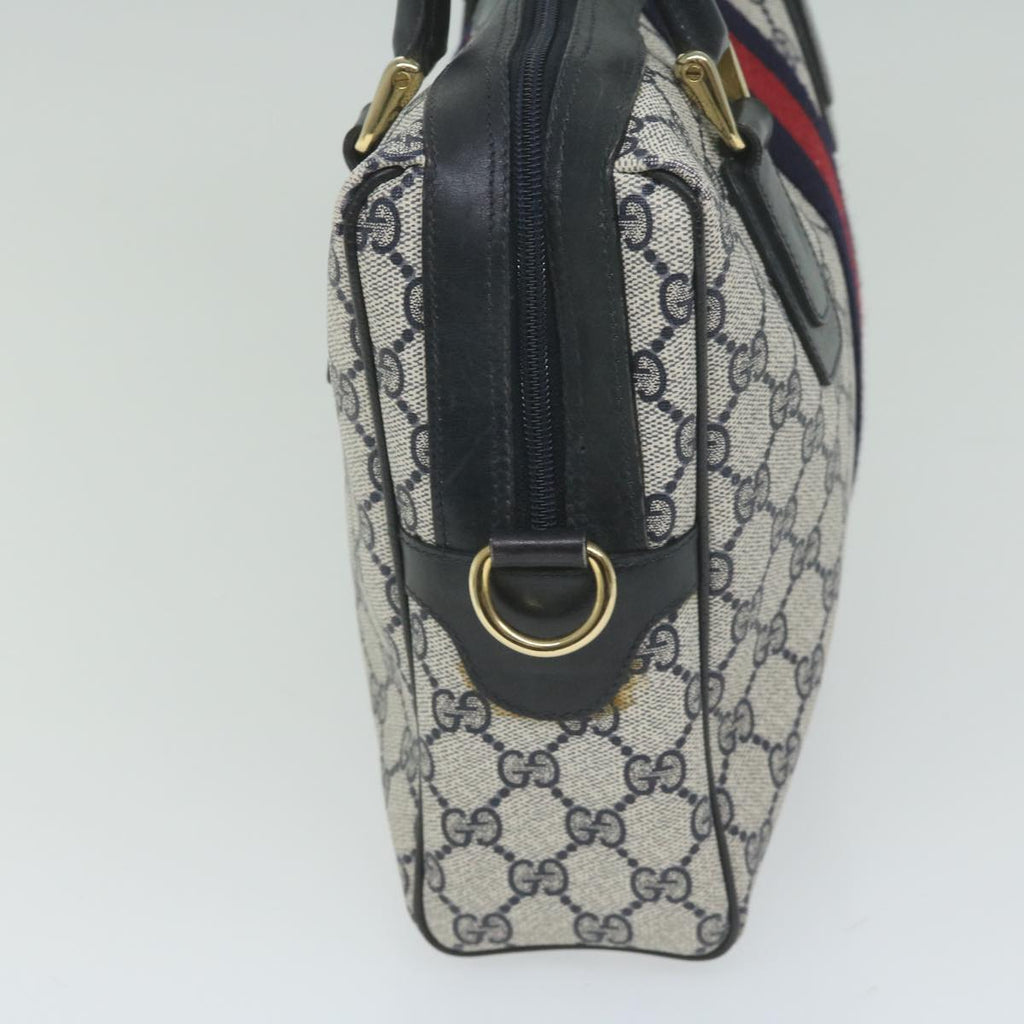 GUCCI GG Supreme Sherry Line Boston Bag PVC Leather Red Navy ep2786