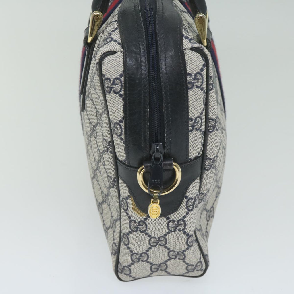 GUCCI GG Supreme Sherry Line Boston Bag PVC Leather Red Navy ep2786