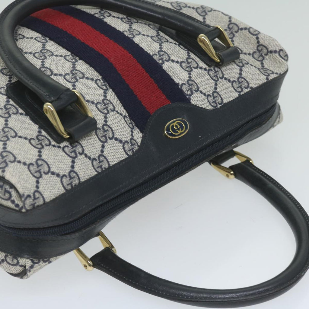 GUCCI GG Supreme Sherry Line Boston Bag PVC Leather Red Navy ep2786