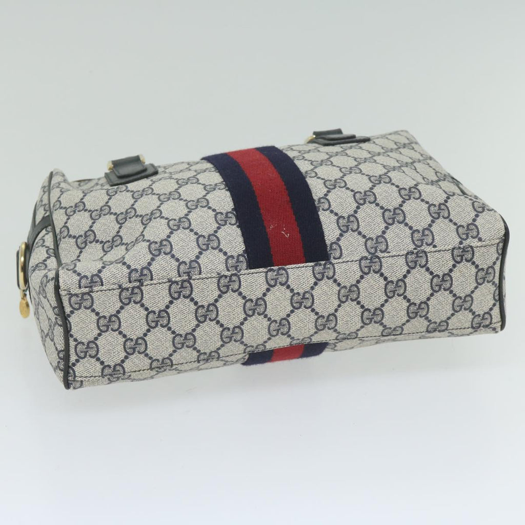 GUCCI GG Supreme Sherry Line Boston Bag PVC Leather Red Navy ep2786