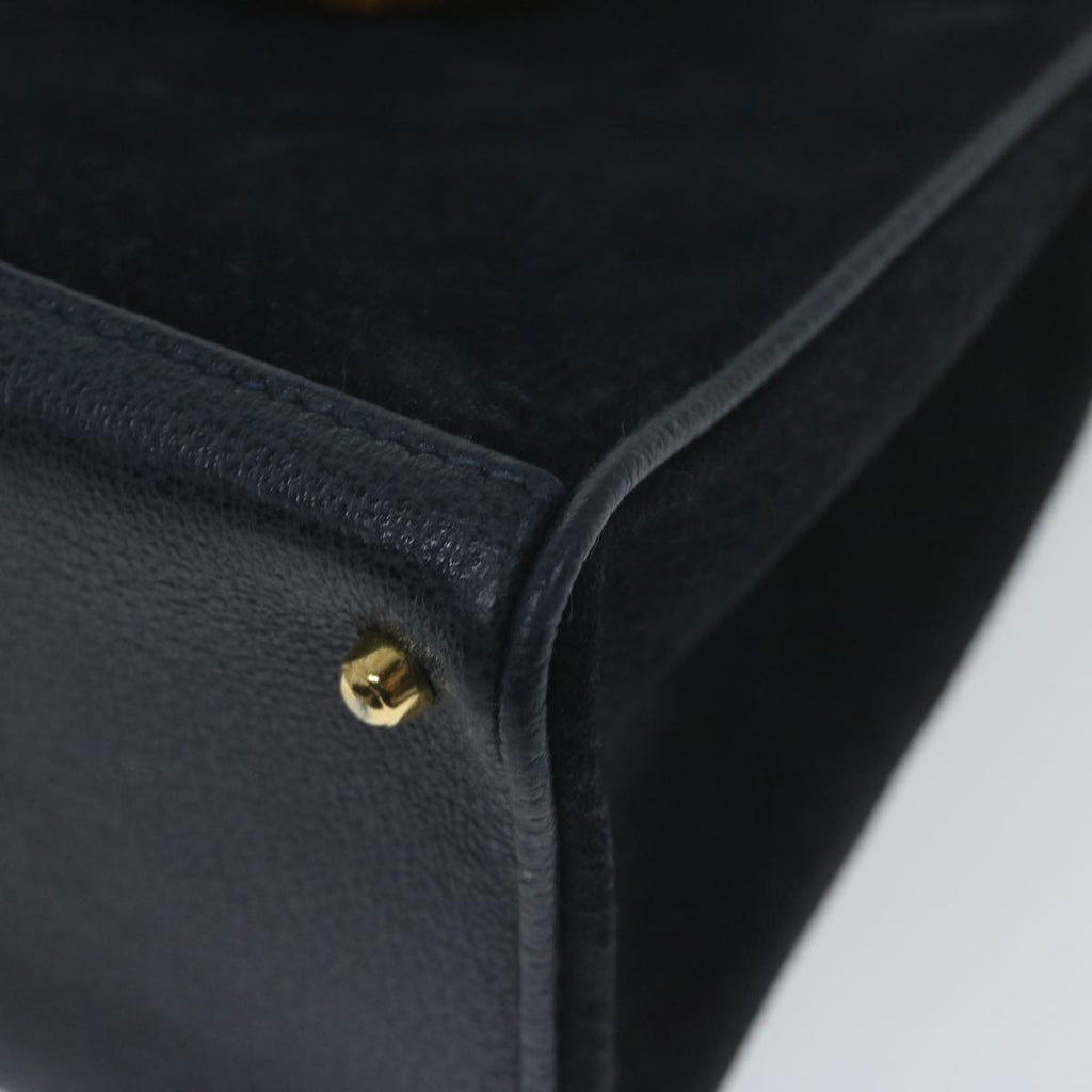 GUCCI Bamboo Hand Bag Suede 2way Navy 000 122 0316 ep2792