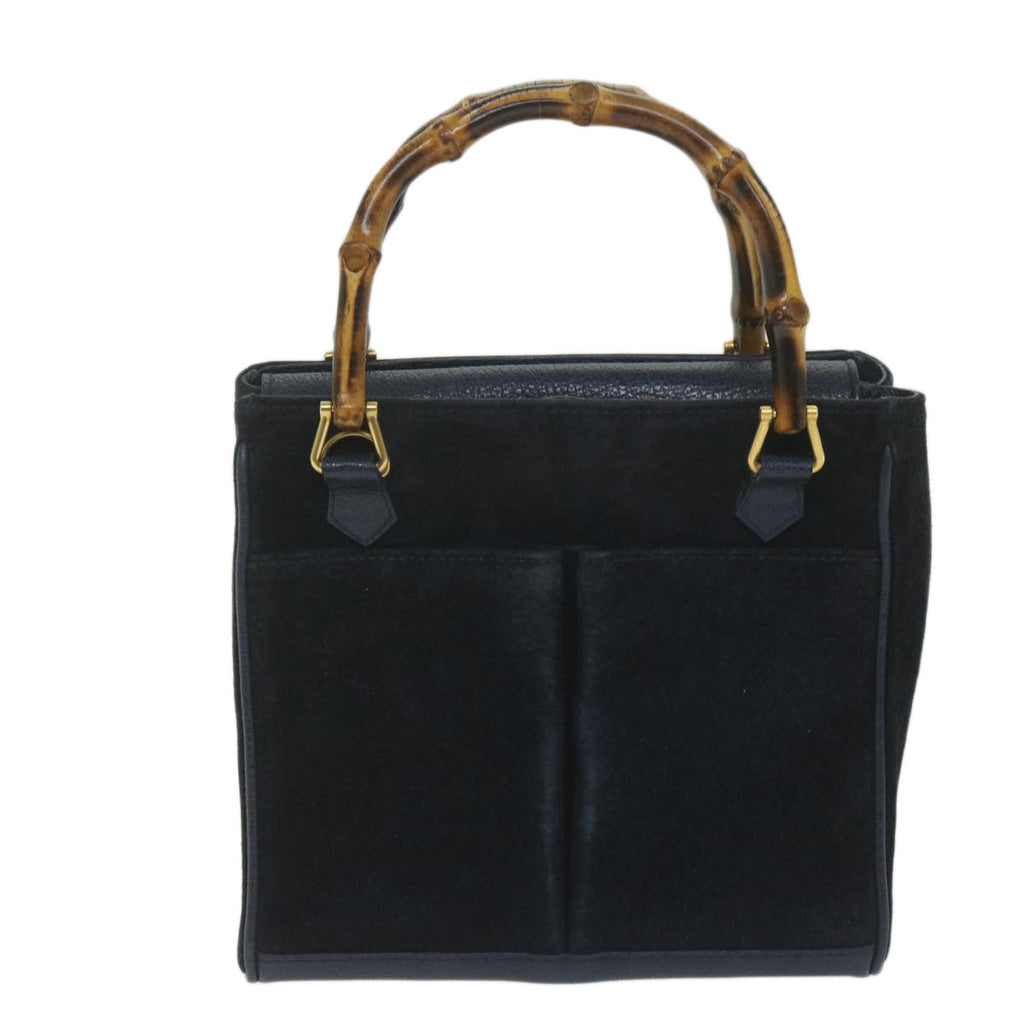 GUCCI Bamboo Hand Bag Suede 2way Navy 000 122 0316 ep2792