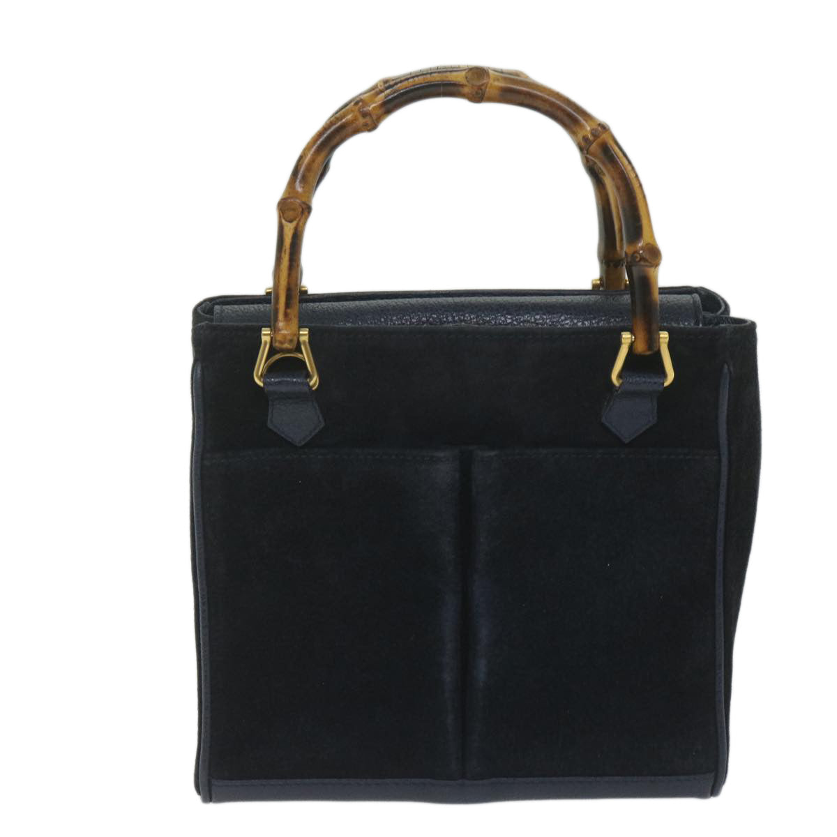 GUCCI Bamboo Hand Bag Suede 2way Navy 000 122 0316 ep2792