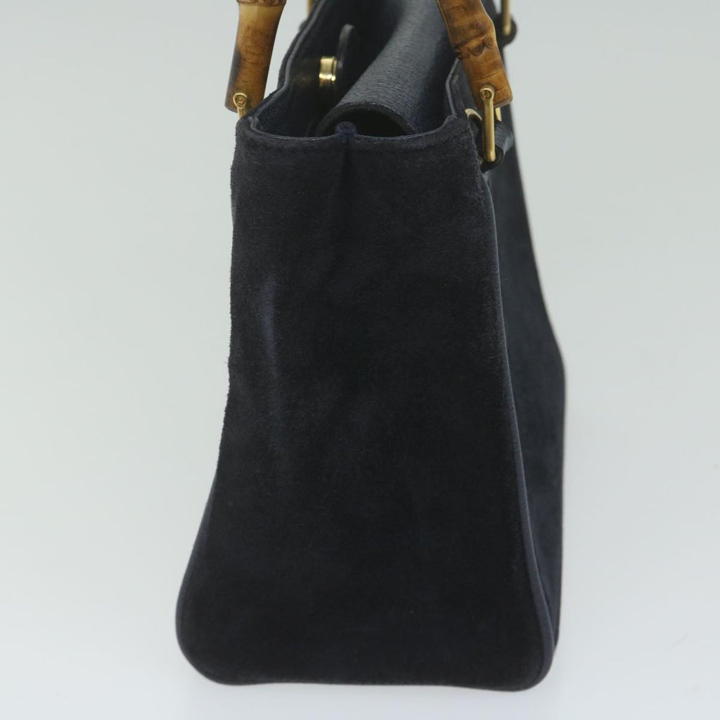 GUCCI Bamboo Hand Bag Suede 2way Navy 000 122 0316 ep2792