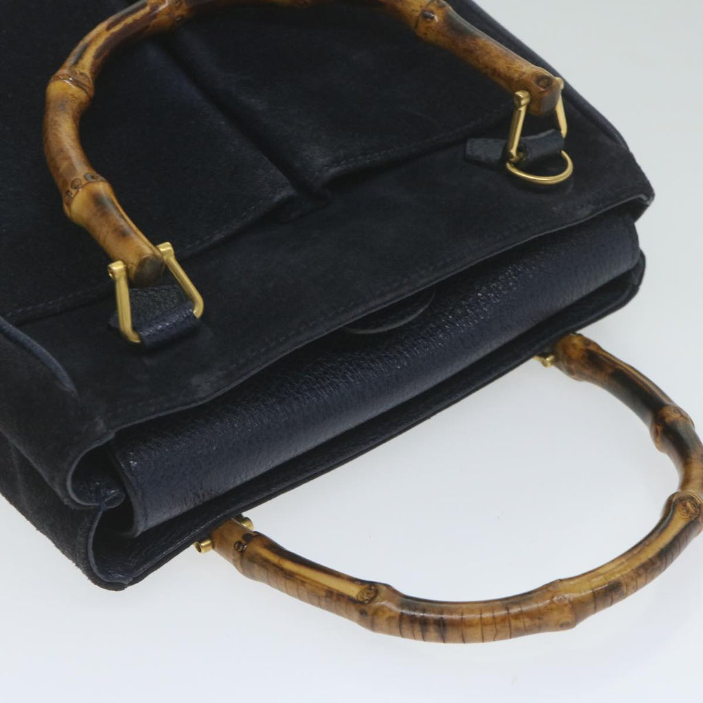 GUCCI Bamboo Hand Bag Suede 2way Navy 000 122 0316 ep2792