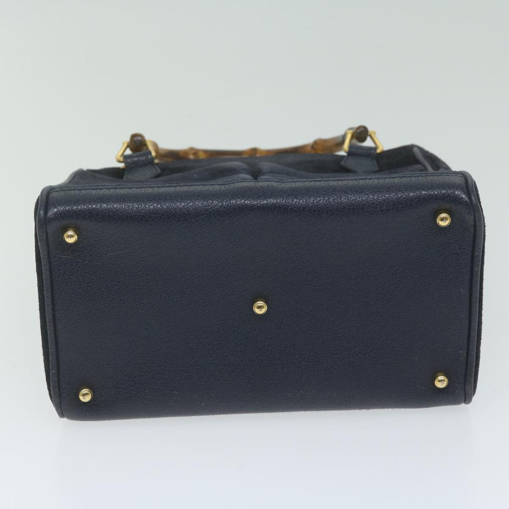 GUCCI Bamboo Hand Bag Suede 2way Navy 000 122 0316 ep2792