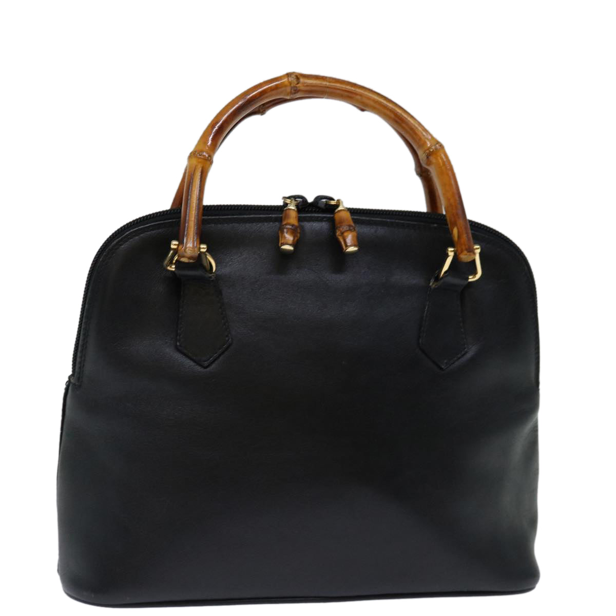 GUCCI Bamboo Hand Bag Leather Black 000 122 0290 ep3934