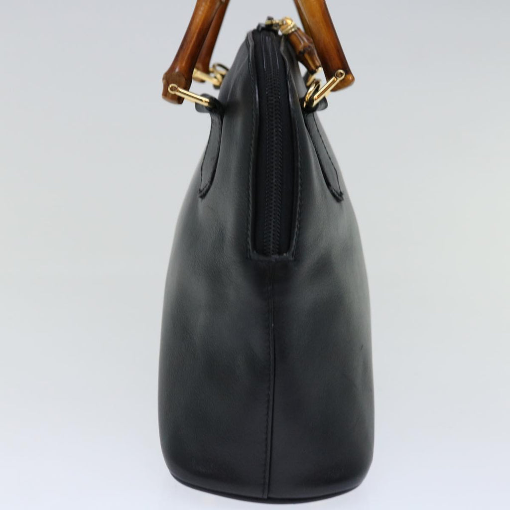 GUCCI Bamboo Hand Bag Leather Black 000 122 0290 ep3934