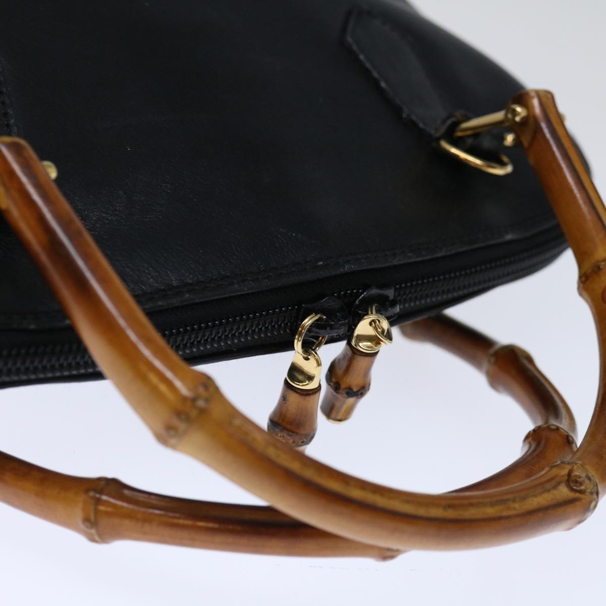 GUCCI Bamboo Hand Bag Leather Black 000 122 0290 ep3934