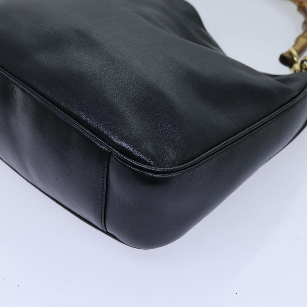 GUCCI Bamboo Hand Bag Leather 2way Black ep3954