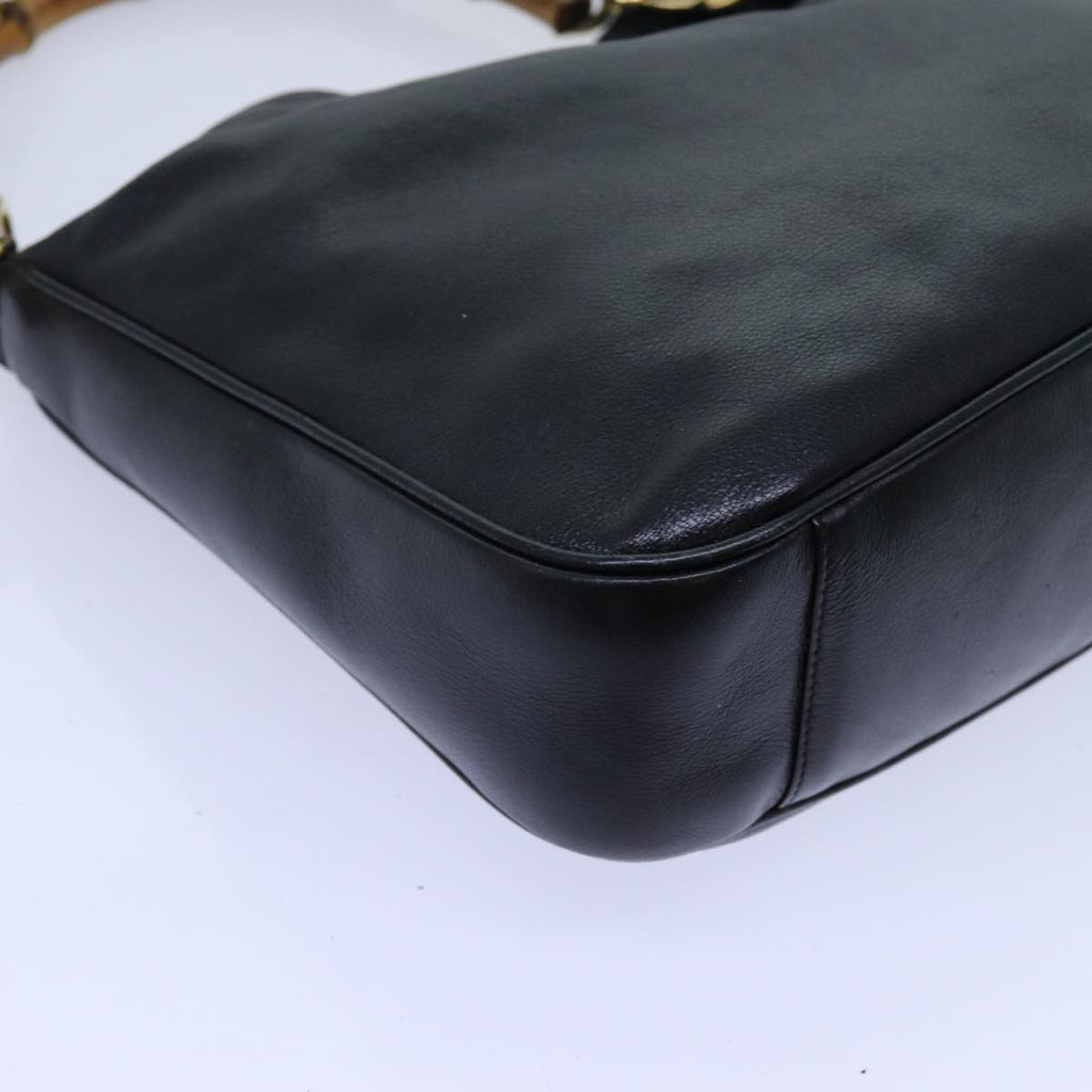 GUCCI Bamboo Hand Bag Leather 2way Black ep3954