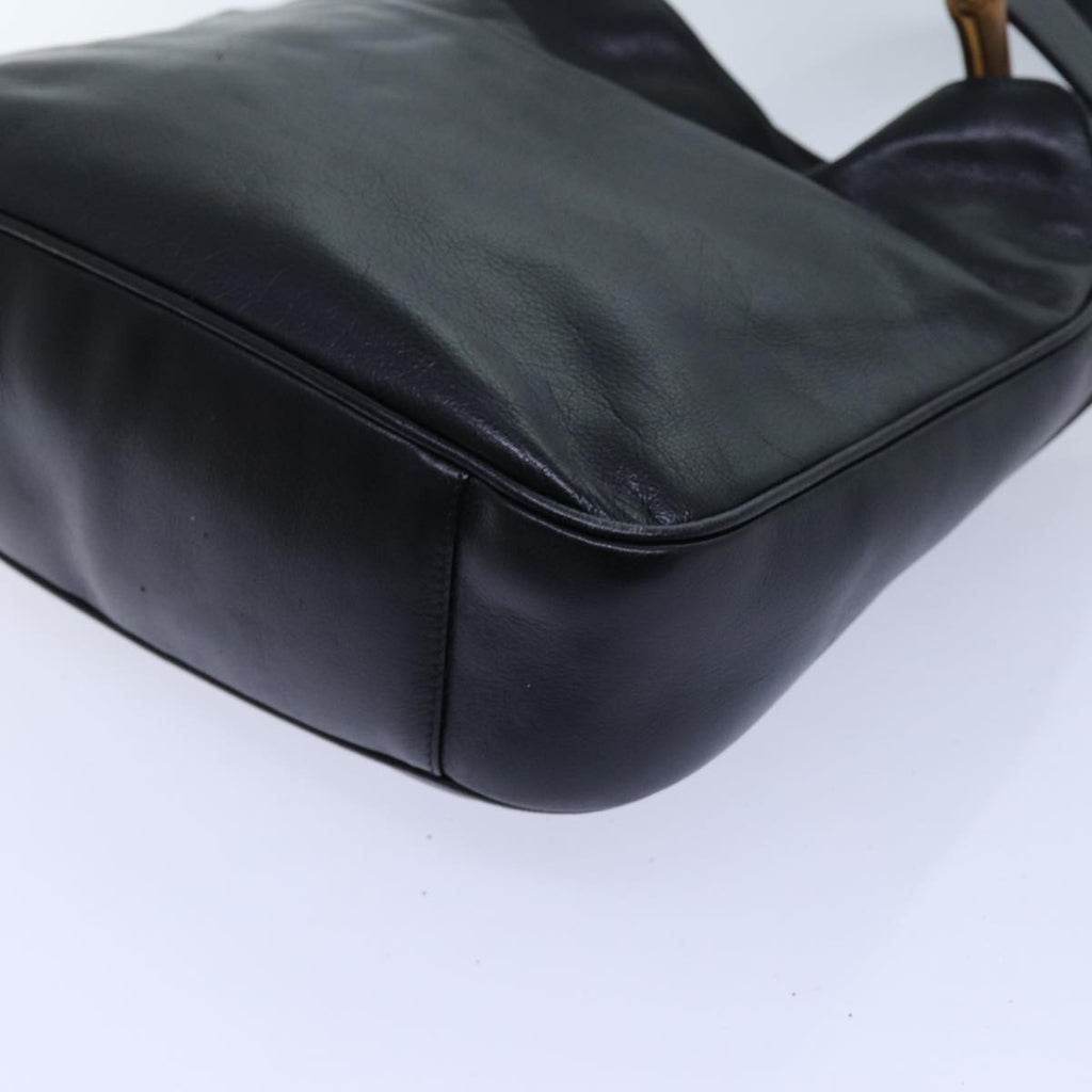 GUCCI Bamboo Hand Bag Leather 2way Black ep3954