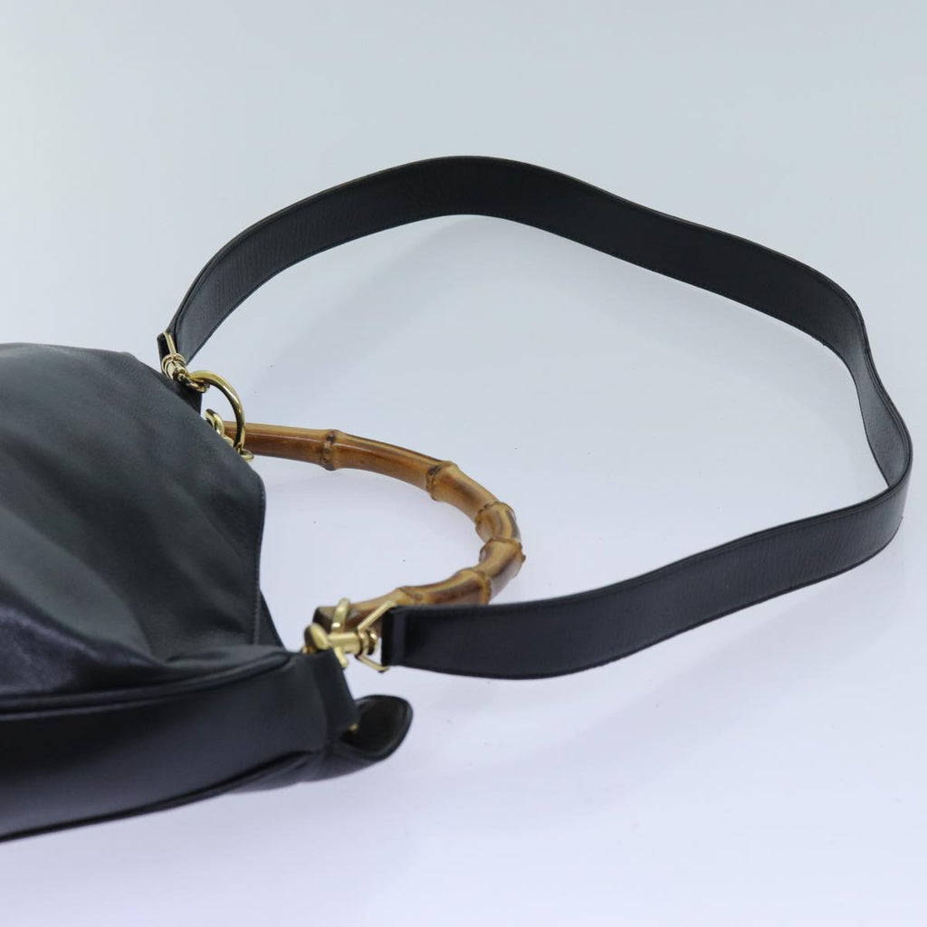 GUCCI Bamboo Hand Bag Leather 2way Black ep3954