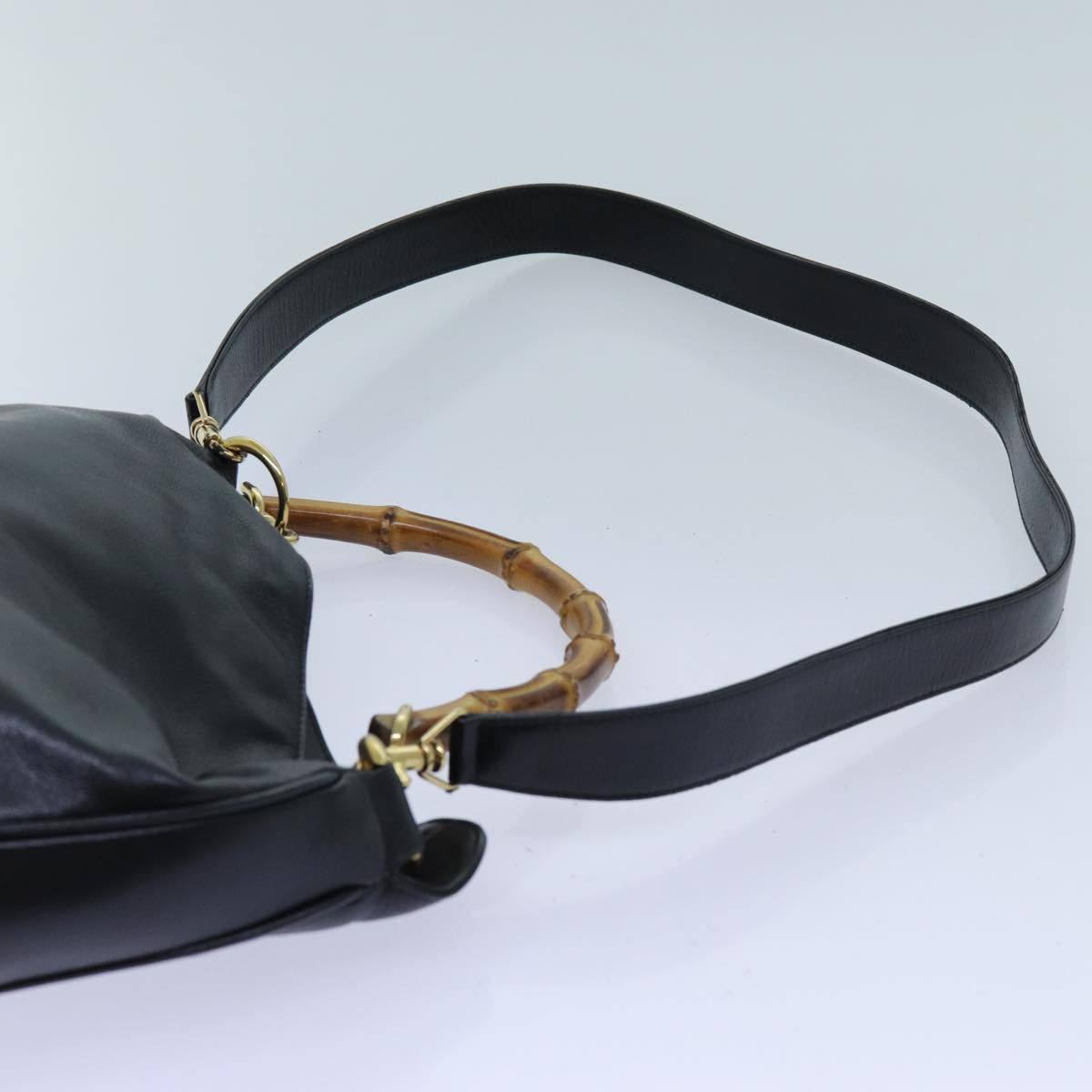 GUCCI Bamboo Hand Bag Leather 2way Black ep3954