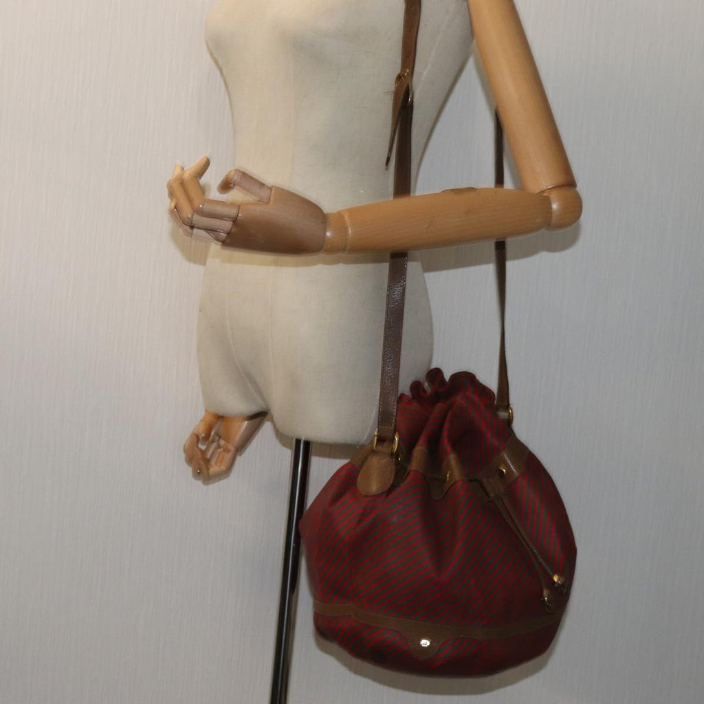 GUCCI Shoulder Bag Coated Canvas Red Green ep4031