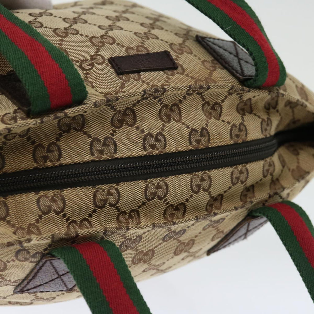 GUCCI GG Canvas Web Sherry Line Hand Bag Beige Red Green 181228 ep4035